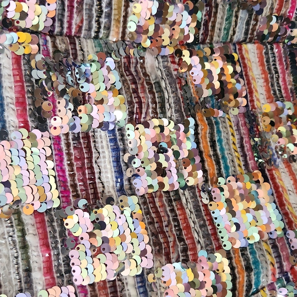 Main Strip Multicolor Sequin Jacket Size Medium N… - image 4